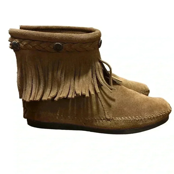 Minnitonka 293 Hightop Fringe Moccasin Boots Size 6 - Picture 4 of 8